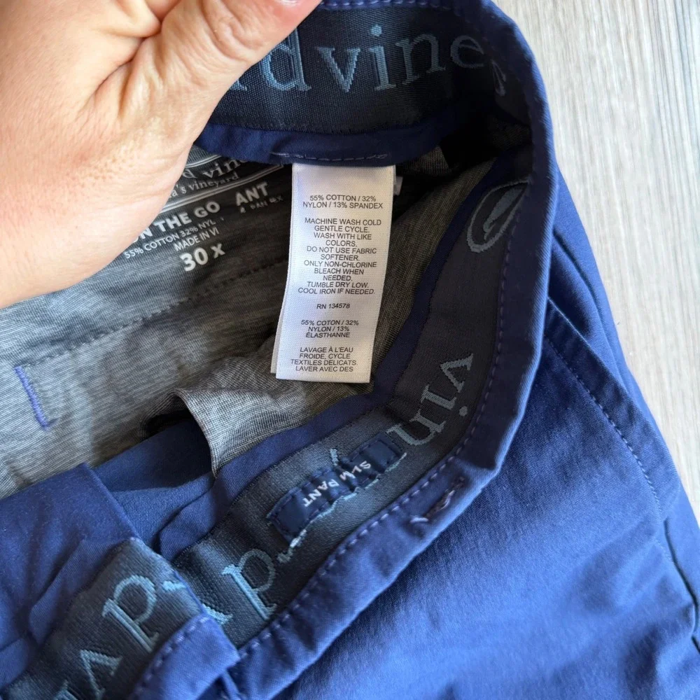 Vineyard Vines Mens On The Go Slim Fit Chino Pants Navy Blue 30x32 Stretch